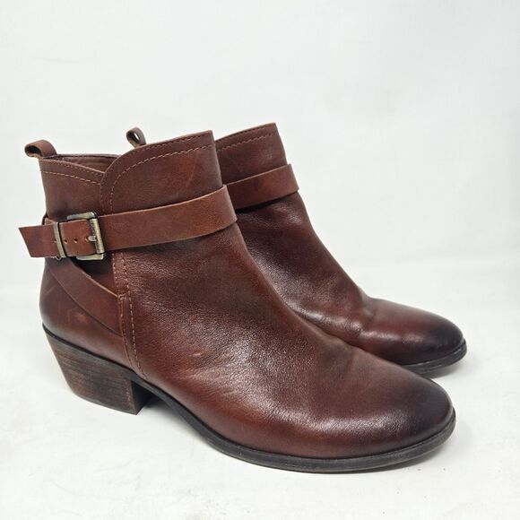VINCE CAMUTO Booties Women's 10 M VP-Peamer Brown Leather Ankle Boots Shoes - Picture 1 of 14